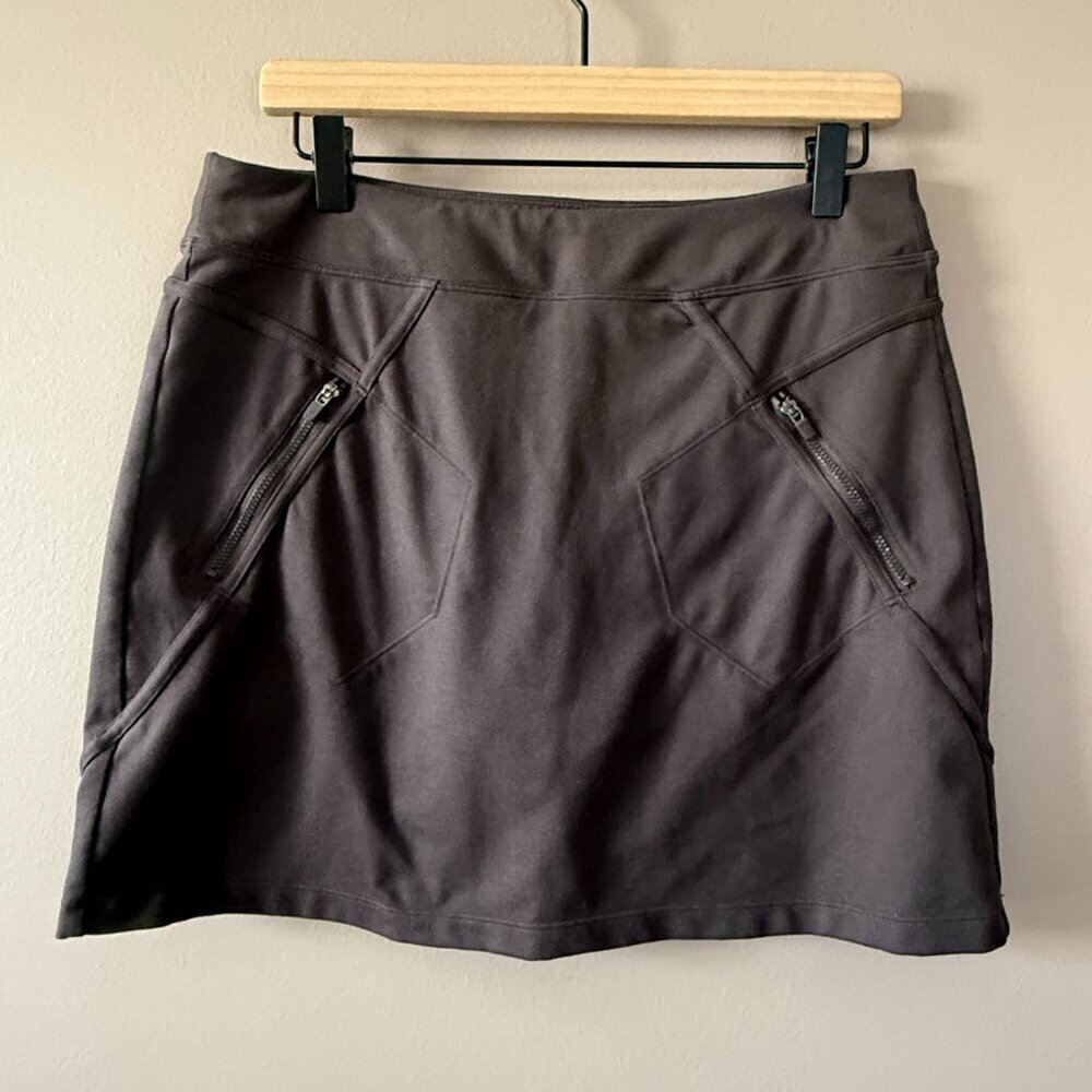 Women's M Athleta Gray Trailside Skort Zipper Pockets - Picture 2 of 8